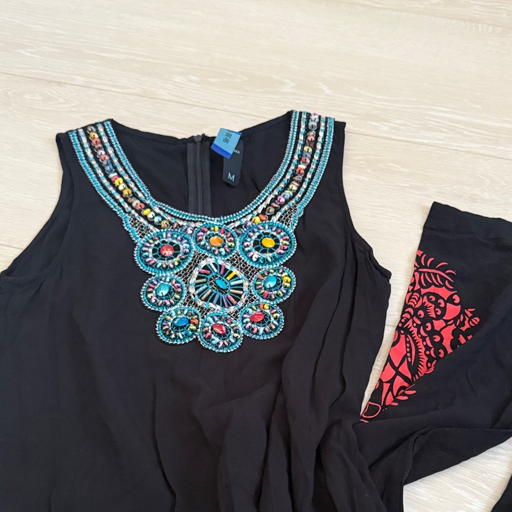 Lièbo Black Jumpsuit with Red and Blue Embroidery - Picture 5 of 8